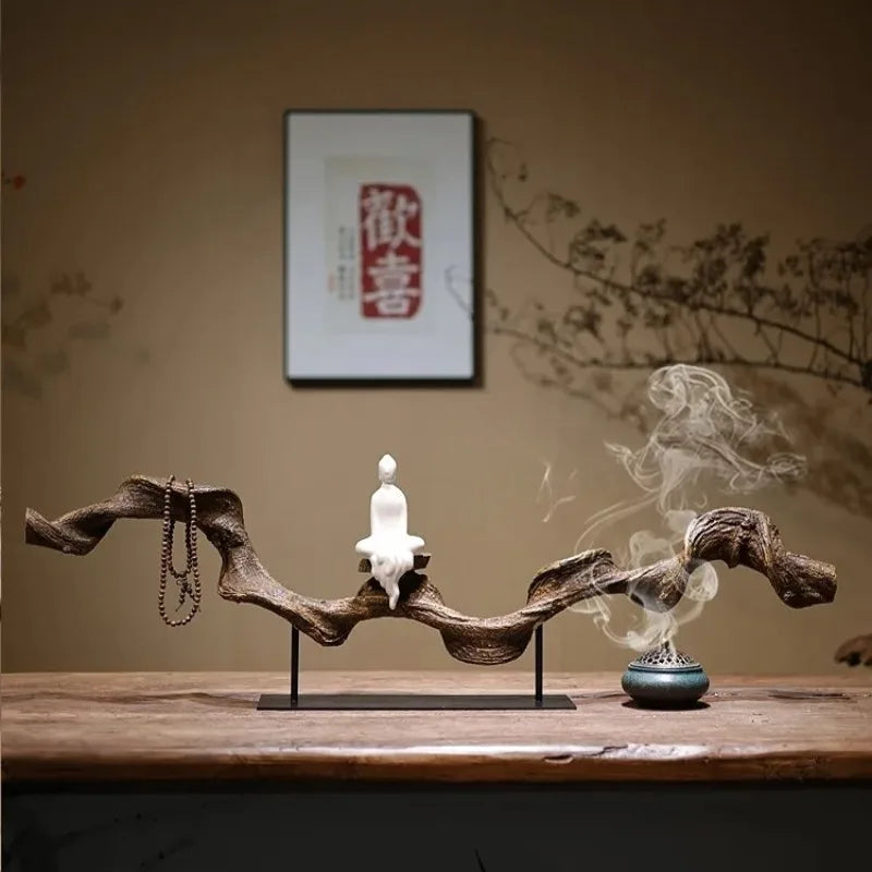 ornement zen sculpture résine arbre figurine brûle encens table décor maison cadeau chinois minimaliste