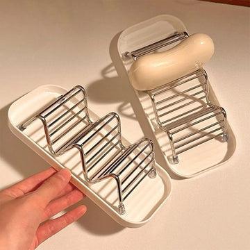 porte savon acier inoxydable blanc structure grille moderne clips salle bain évier douche