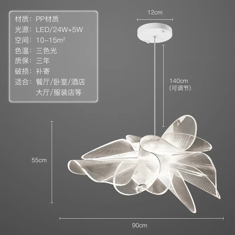 suspension lumineuse contemporaine blanc translucide floral abstraite filigrane minimaliste chambre salon