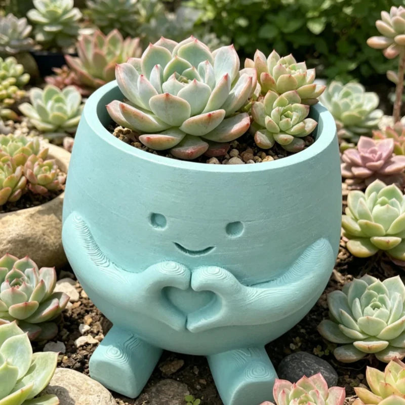 pots fleurs forme cœur imprimés 3D blanc vert rose moderne succulentes jardin decoration