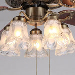 ventilateur doré classique lumières controle télécommande ampoules led motifs floraux contemporain
