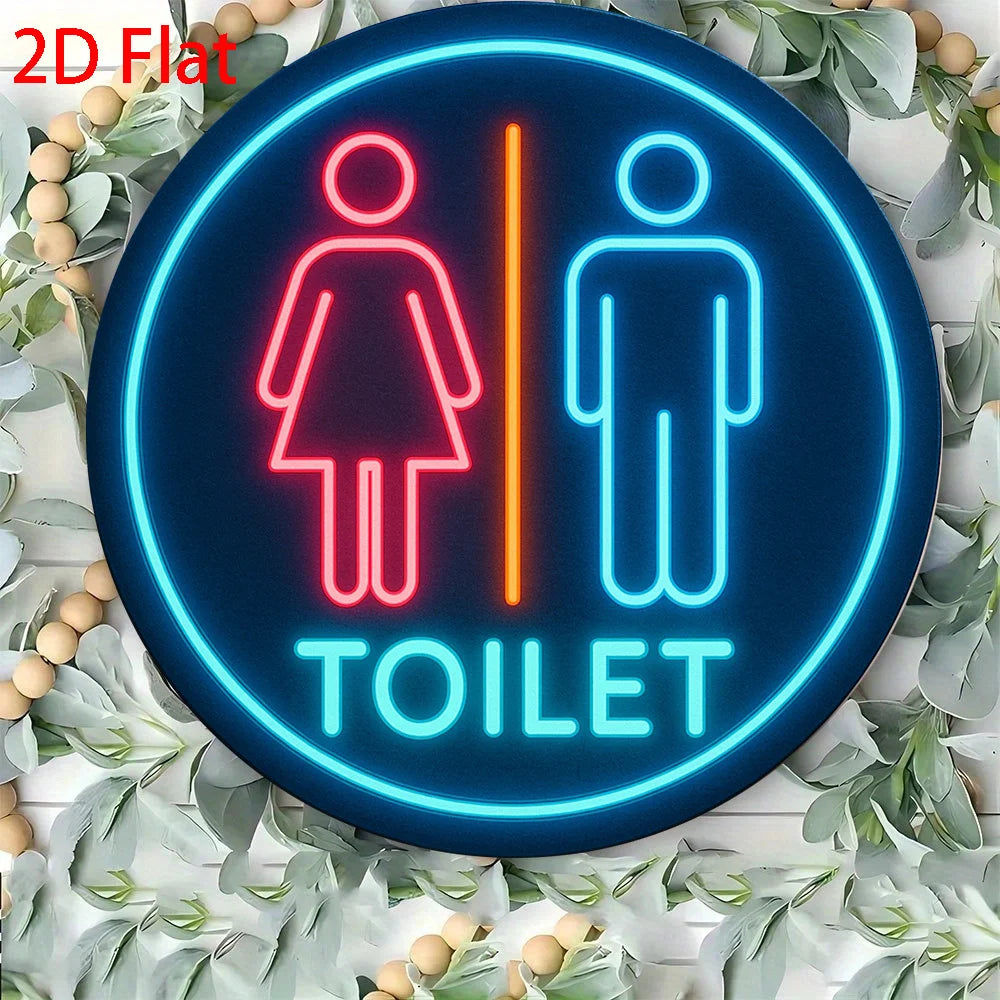 panneau lumineux métal toiletpanels silhouettes personnes couleurs bleu rouge orange rétro vintage
