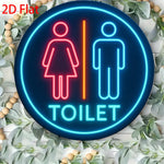 panneau lumineux métal toiletpanels silhouettes personnes couleurs bleu rouge orange rétro vintage