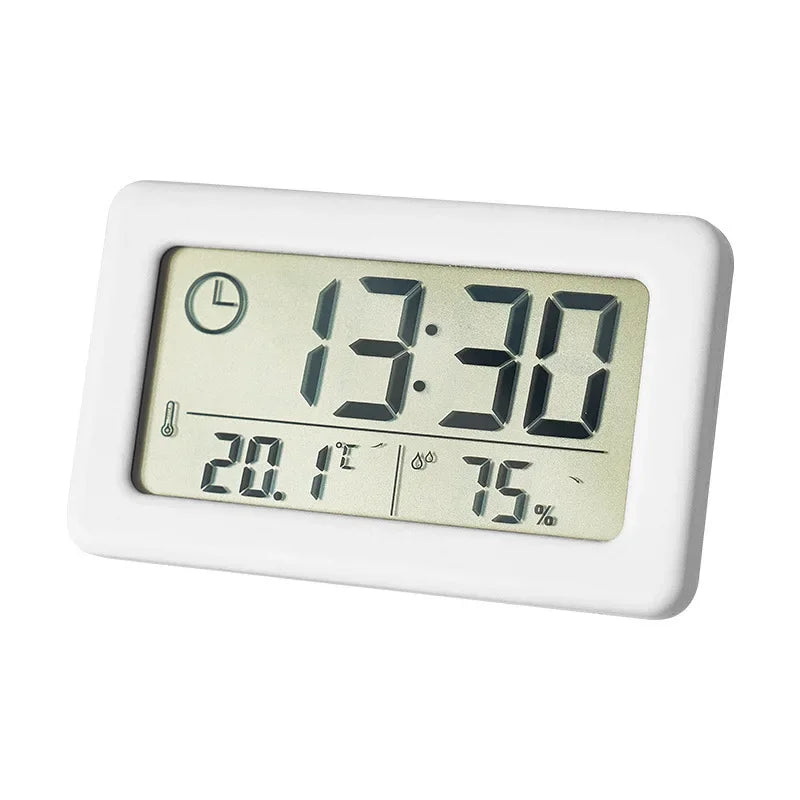 horloge murale réveil numérique thermomètre hygromètre led moderne carré noir blanc rose vert