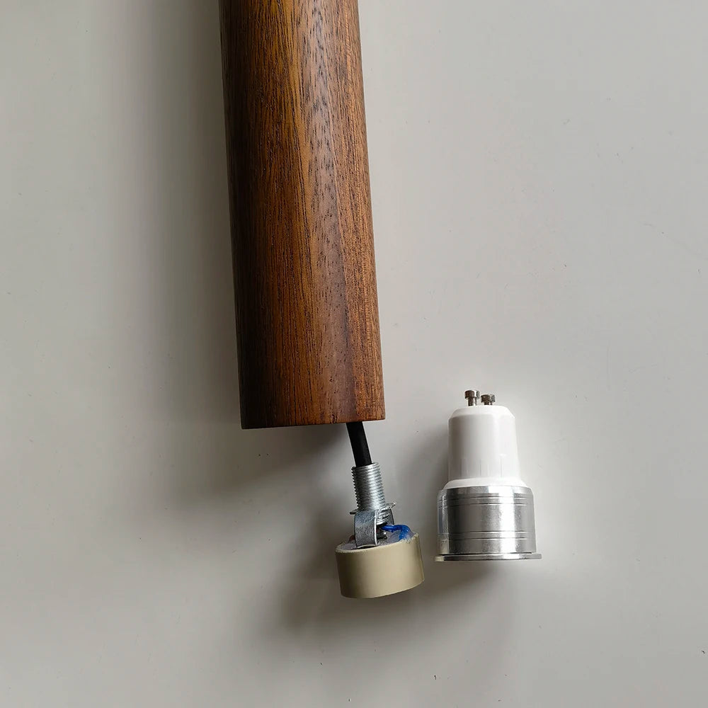 lampe suspendue bois marron minimaliste lumière blanche crème chambre salon moderne