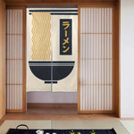 rideau moderne japonais rayures dorées texte ramen noir cuisine chambre