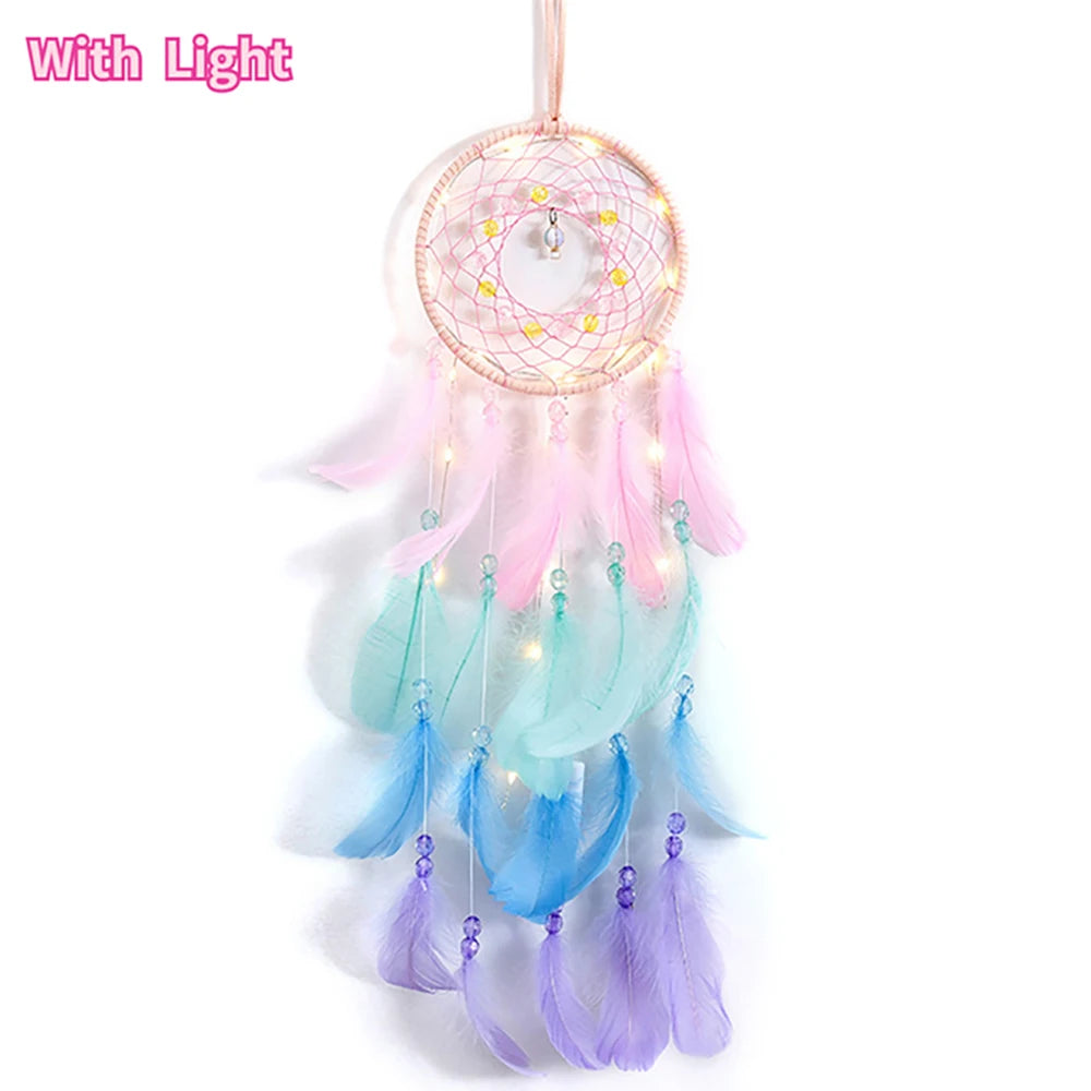 guirlande décorative bohème plumes led rose bleu vert violet blanc crème