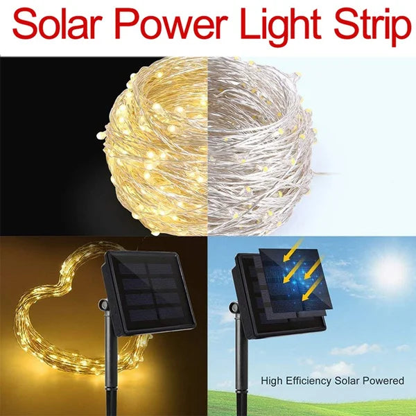 ruban lumineux solaire blanc chaud filament led moderne imperméable ip65 assemblage diy 12m 23m