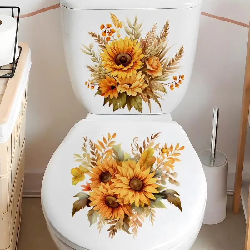décoration murale autocollante rustique motif tournesol fleurs salle bain salon chambre