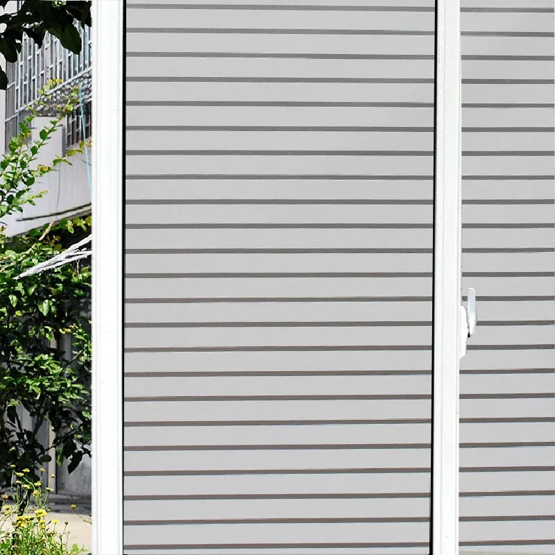 voilage adhésif rayures horizontales blanc moderne opaque chambre bain stripe deco protection thermique