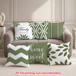 lot housses coussin vert clair motifs géométriques modernes salon maison