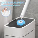 brosse wc bleu blanc tête remplaçable kit nettoyage moderne pratique adhésif solution