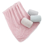 serviettes bain microfibre coton biologique rayées modernes douces rose clair gris clair lavage main