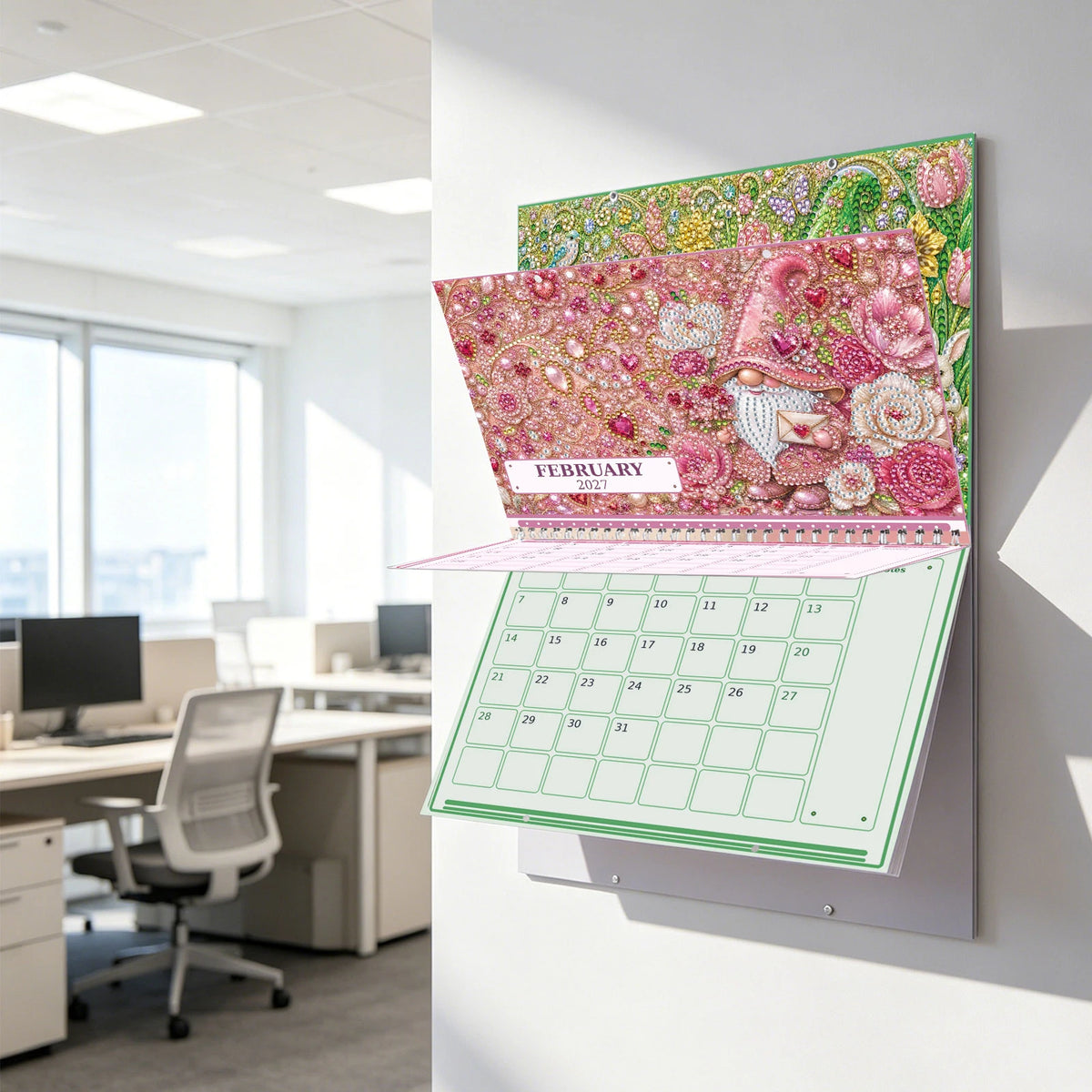 calendrier mural diy peinture diamants ornements personnages fleurs animaux rose vert bleu blanc opaques
