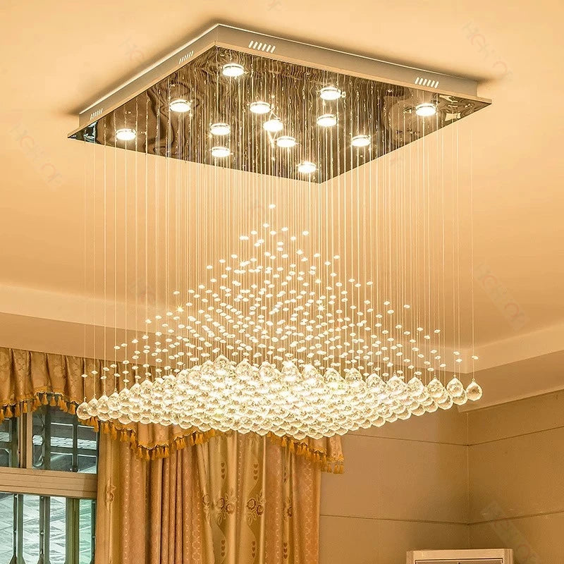 Suspension lumineuse moderne cristal K9 transparentes LED salon chambre restaurant
