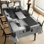 nappe imperméable rectangulaire moderne géométrique gris noire réutilisable polyester table fête salle manger