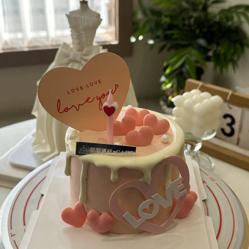 décorations gâteau coeurs 3d rouge rose adhésives réutilisables romantiques modernes