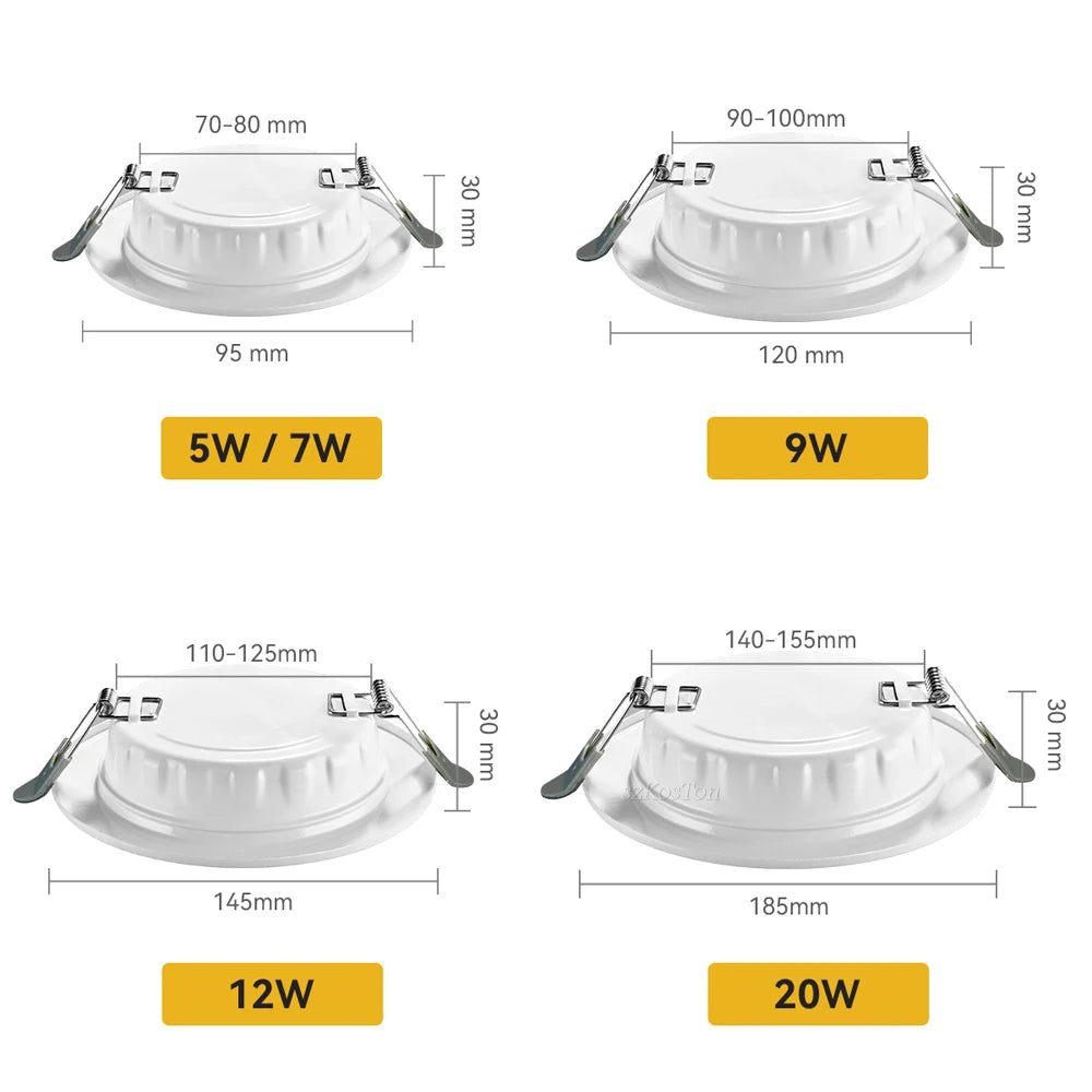 Spot LED moderne 220V 7W 9W 12W 20W blanc 4000K 6500K clips aluminium