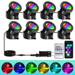 projecteur led ip68 étanche 10 led noir moderne commande distance prise électrique app mobile