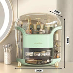 boîte rangement cosmétique moderne noir vert élégante deux étages poignées skincare makeup caddy