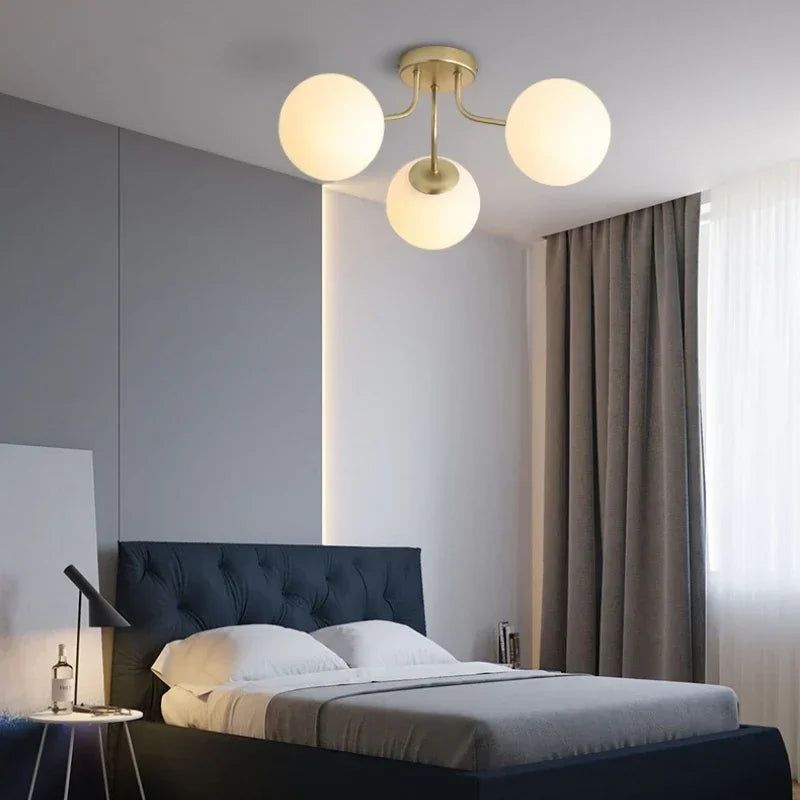 plafonnier moderne or noir boules translucides contemporain éclairage intérieur invisible led chambre salon