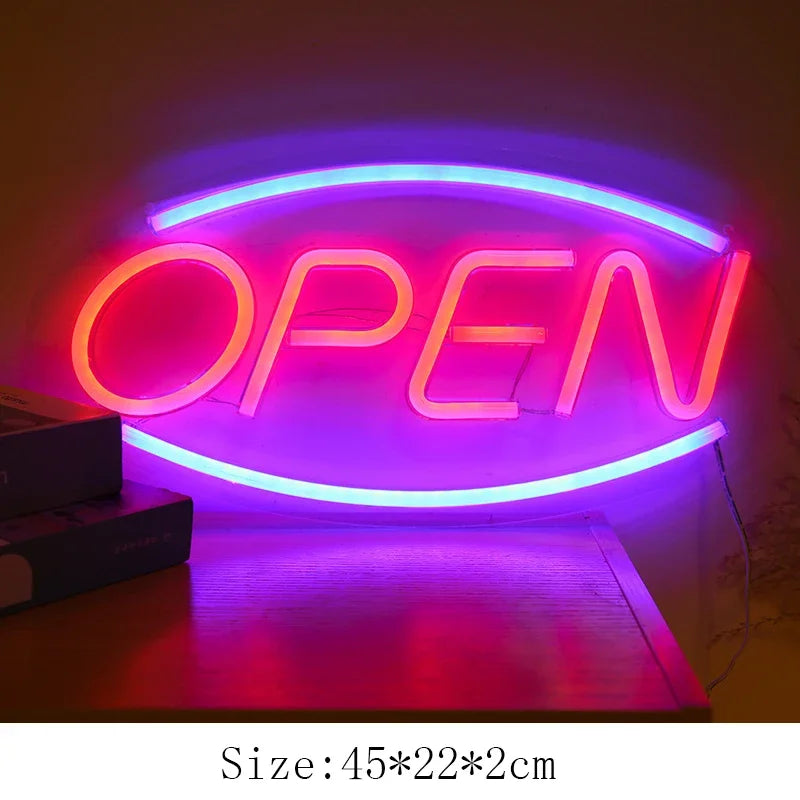 panneau lumineux led open rouge bleu lettres relief classique vacances chambre enfants