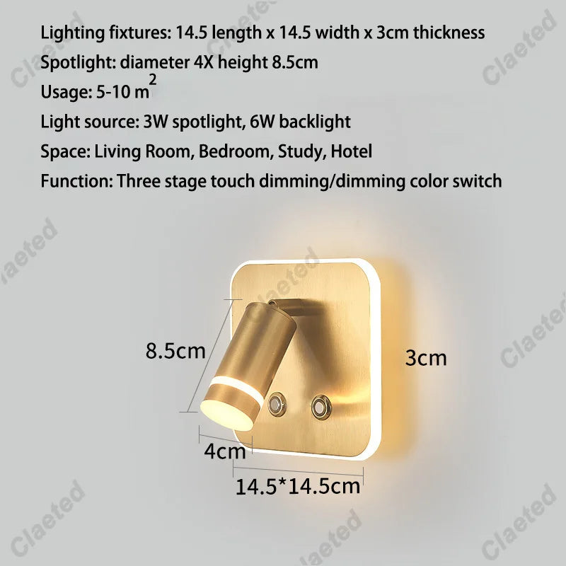 lampe murale moderne noire blanche dorée prise usb charge smartphone interrupteur éclairage chambre cuisine