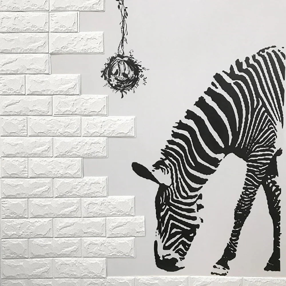 panneau decoratif mural blanc texture brique adhésif resistant eau 70x100cm moderne