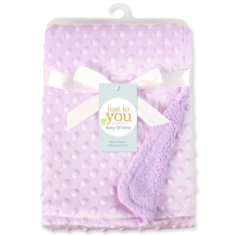 couverture bébé polaire douce hiver blanc bleu rose gris vert violet bordure pelucheuse