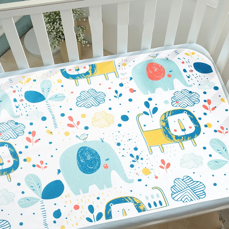 drap berceau imperméable coton reutilisable rayures ours lapins animaux coeurs clips