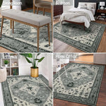 tapis enfant moderne rose clair bleu rouge jaune vert motif numéro empreinte pied lettres