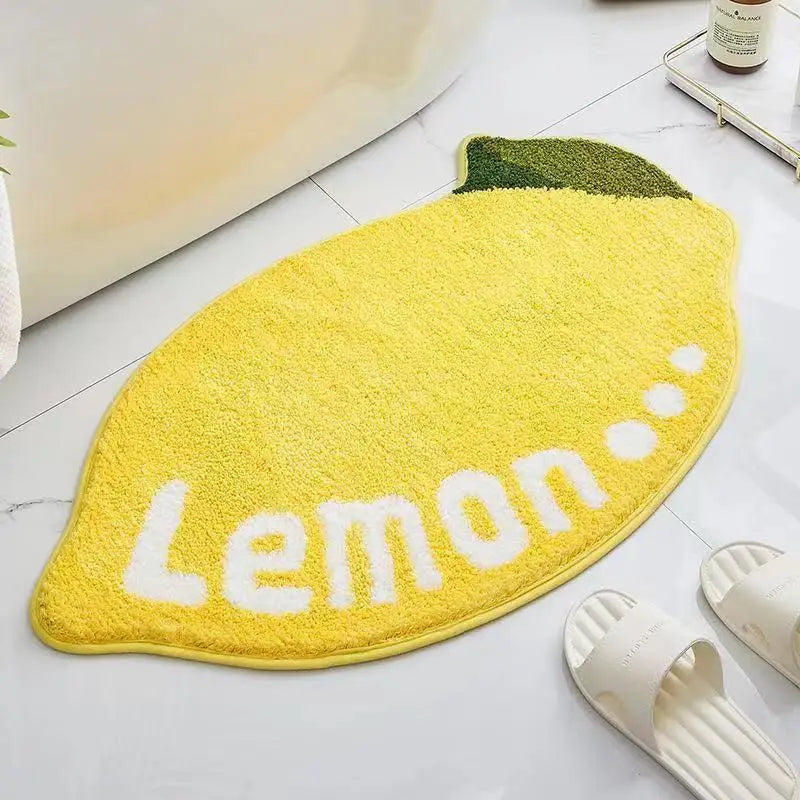 tapis décoration maison jaune rose orange blanc dessin animé souriant imperméable salle bain porte