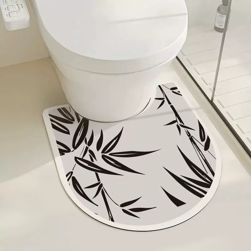 tapis toilette moderne gris beige noir motifs géométriques anti dérapant rapide absorbant