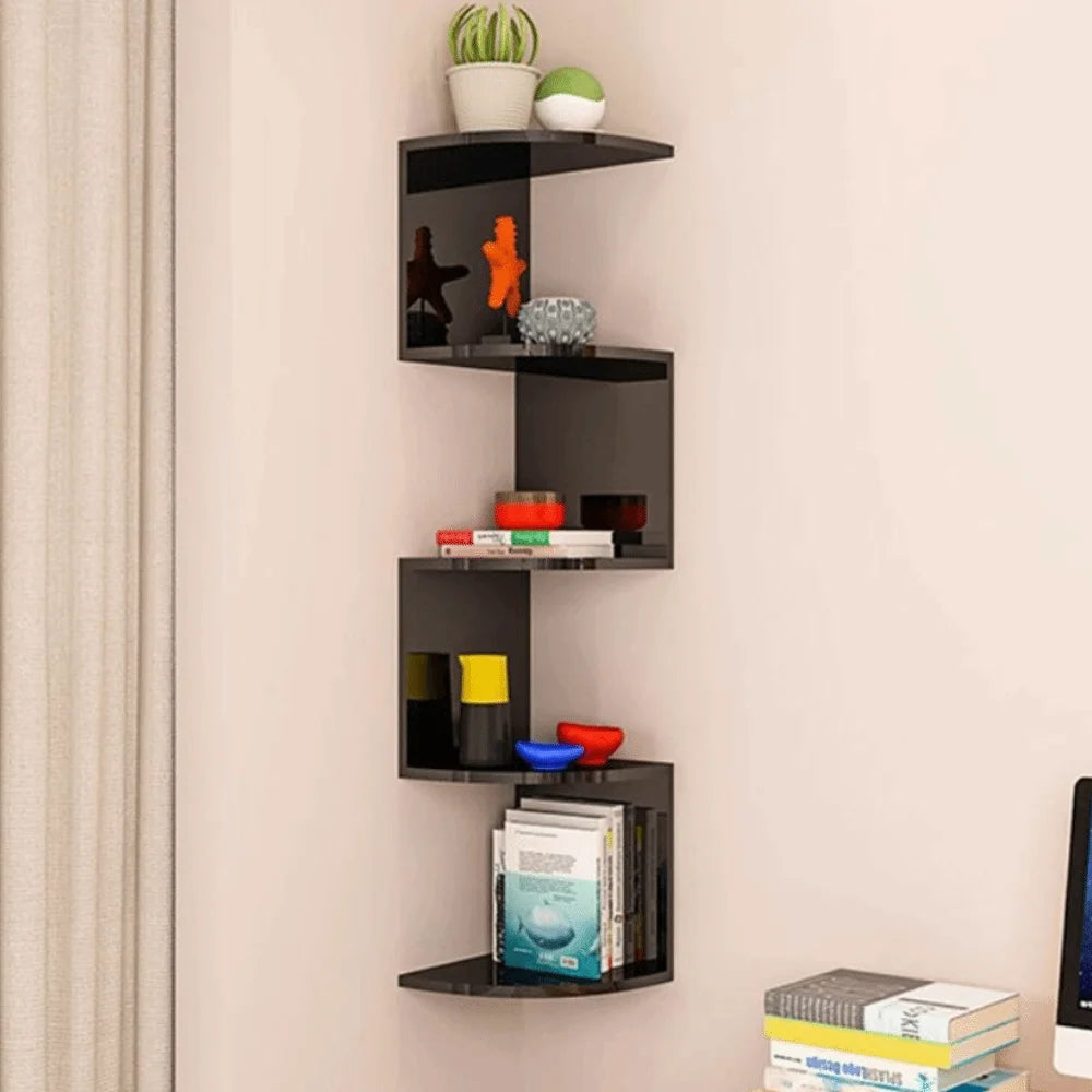 étagère d'angle blanc moderne adhésive chambre coucher rangement vases livres photo plante
