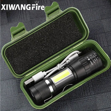 torche rechargeable led portable 6w 1800 lumens zoom étanche noire