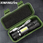 torche rechargeable led portable 6w 1800 lumens zoom étanche noire