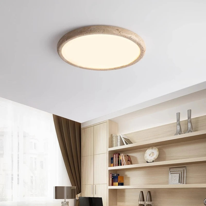 plafonnier led moderne beige gris marbré texture naturelle minimaliste fixations invisibles
