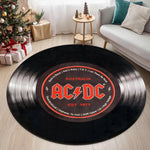 tapis rond acdc logo noir floral moderne facile nettoyer 80x80cm chambre salonhôtel