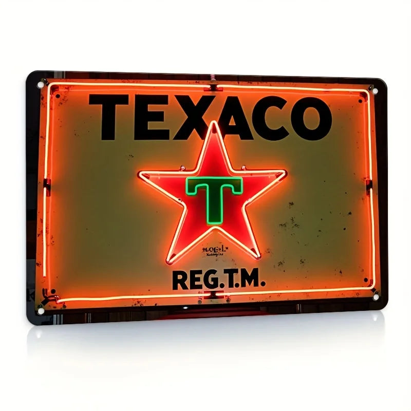 plaque publicitaire vintage or noir étoile texaco reg tm aluminium 15x20cm 20x30cm 30x40cm