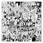 sticker kawaii noir blanc animaux personnages adhésif waterproof détachable journal scrapbookDecoration DIY craftCartoon