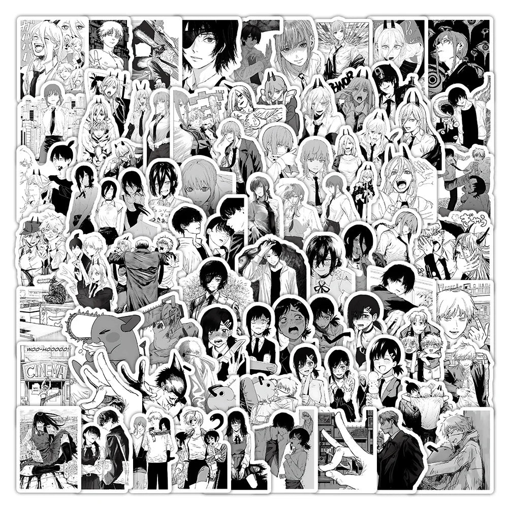 sticker kawaii noir blanc animaux personnages adhésif waterproof détachable journal scrapbookDecoration DIY craftCartoon
