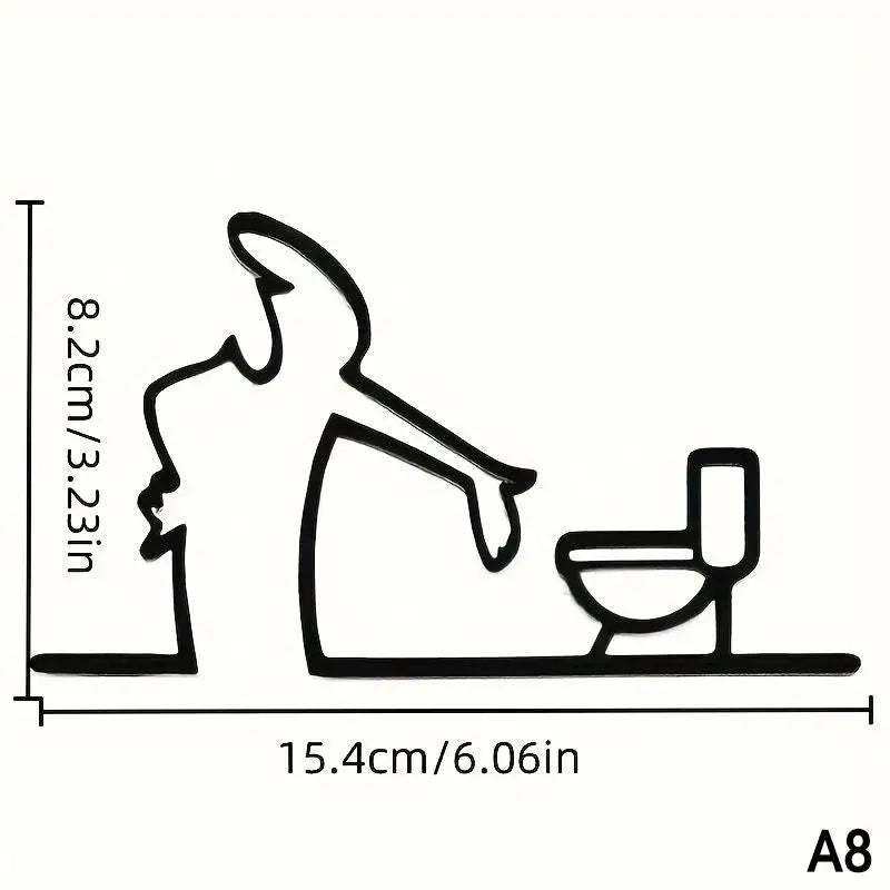 décoration murale minimaliste autocollant silhouette wc douche noir