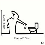 décoration murale minimaliste autocollant silhouette wc douche noir