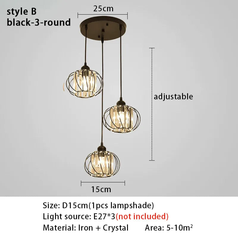 Suspension lumineuse moderne or noir lumières transparentes câbles suspendus chambre salon
