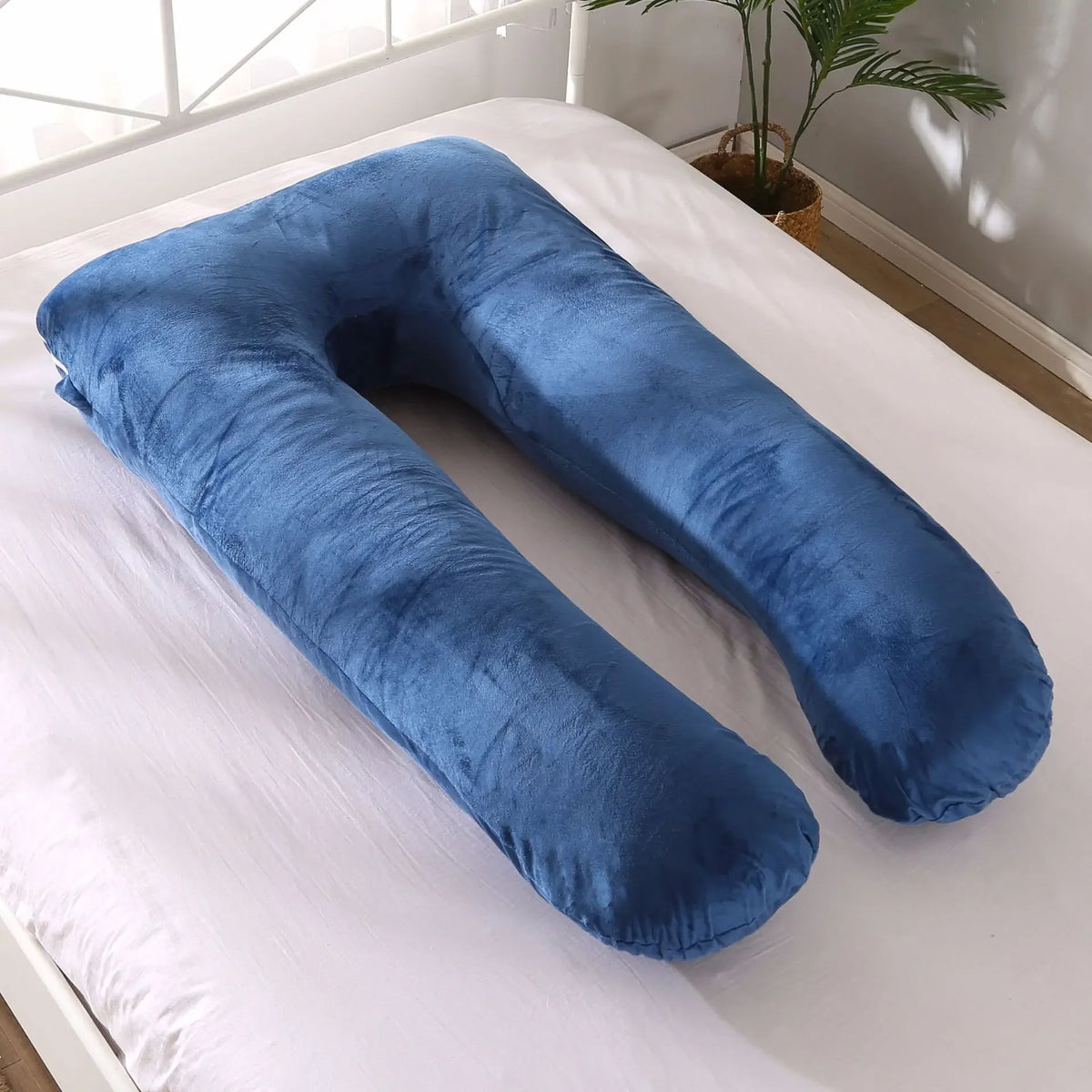 coussin maternité bleu clair forme polyester coton massage voyage literie allaitement