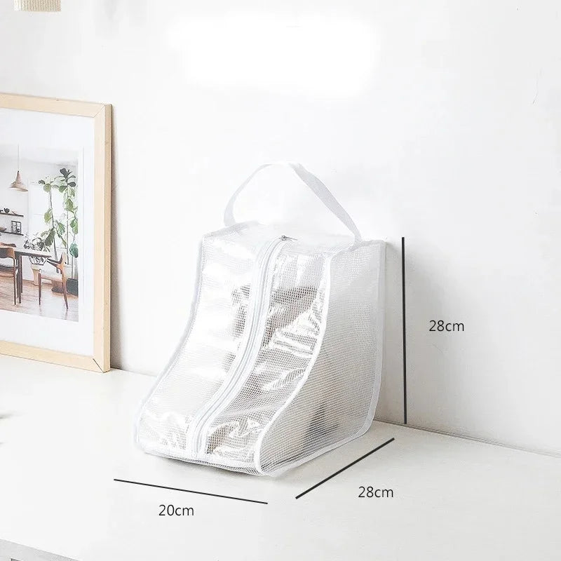 sacs rangement chaussures noir beige fenêtre transparente pratique moderne pliages respectueux environnement
