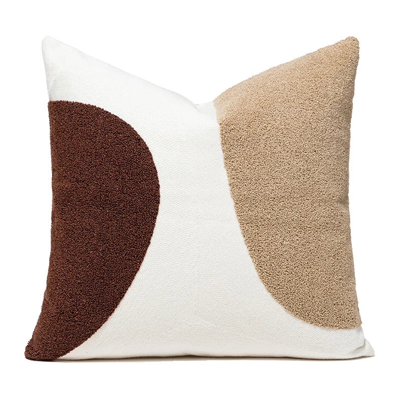 housse coussin tissé géométrique noir blanc marron contemporain décoratif voiture maison salon