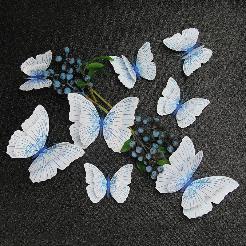 décoration murale papillon blanc transparent adhésif moderne chambre mariage 12 pièces