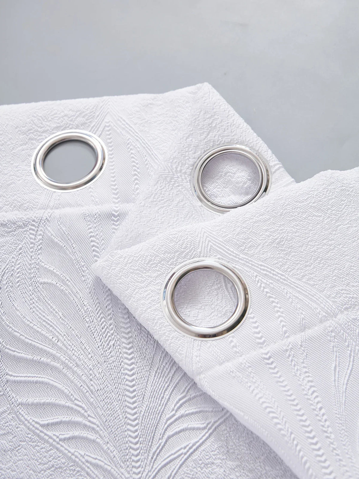 rideau blanc feuilles stylisées polyester moderne élégant salon chambre translucent ondulé eyelets