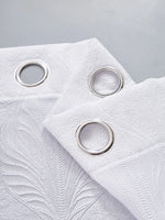 rideau blanc feuilles stylisées polyester moderne élégant salon chambre translucent ondulé eyelets